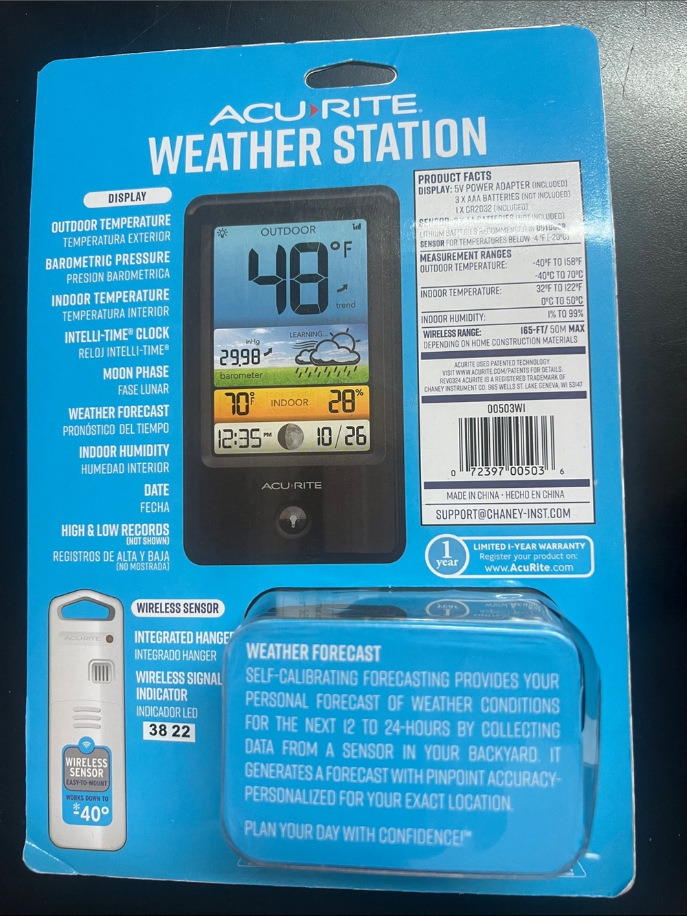 Acu Rite Weather Station with Wireless Sensor - Black - Picture 2 of 2